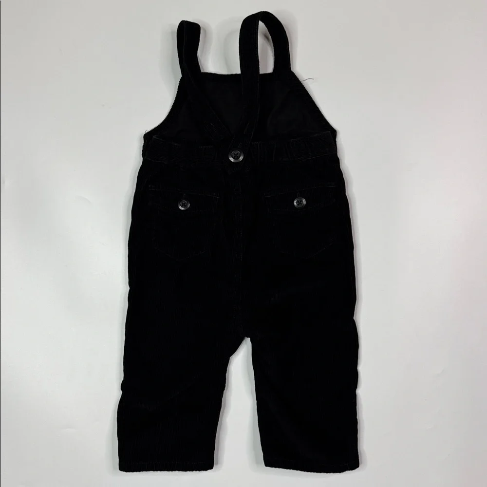 Hanna Anderson Black Cotton Corduroy Overalls Size 70 6-12 Months